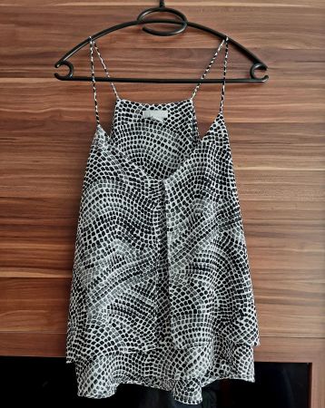 Damen Spaghettiträger Top schwarz weiss Grösse 38