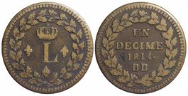 Frankreich, 10 Cent 1814 BB, Strasbourg