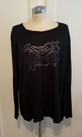 Schwarzes Langarmshirt Gr. 52 my way FER Glitzerprint