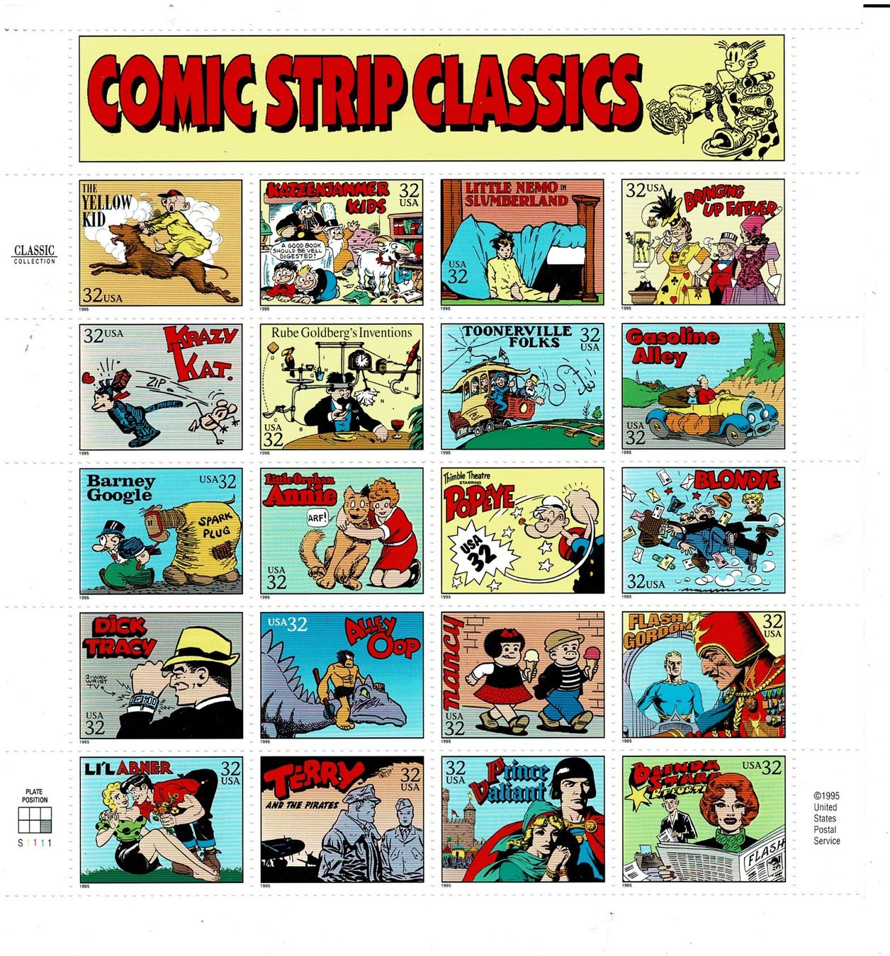 Tutti i francobolli: USA Comic Strip Classics 1 KB ** – Nuovo (secondo la descrizione) da Lausanne venduto da Whorvath