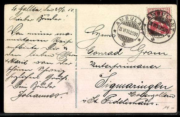 Cartoline postali: AK St. Gallen, Totale des Ortes – Usato da Berlin venduto da bartko-reher 1