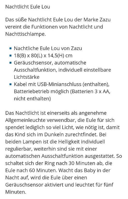 Lampen: Nachtlicht Zazu Eule – Gebraucht aus Thun von sst_y7mk 2