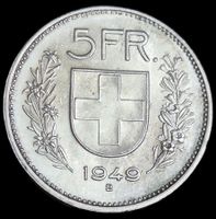 Rar Silber 5 Franken 1949 Schweiz Stgl!