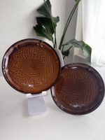 Lot de 2 assiettes fondue céramique marron neuve 