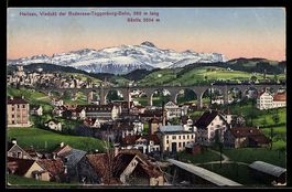 AK Herisau, Ortsansicht m. Viadukt der Bodensee-Toggenburg-B