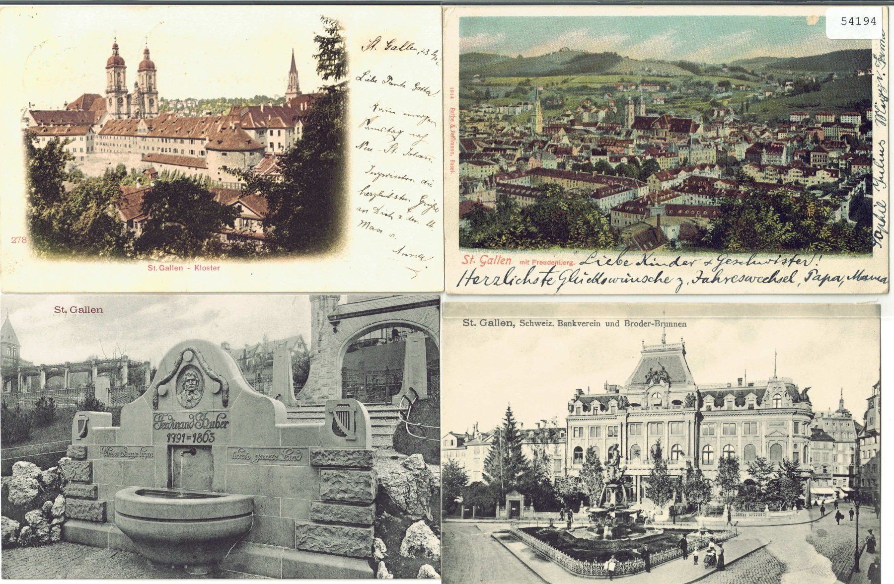 Ansichtskarten: 4 AK - St. Gallen – Gebraucht aus Ettingen von Kartenplanet