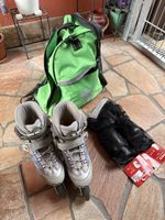 Inlineskates Fila grau blau mit Schoner Set gebraucht