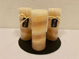 Kerzen - Set creme marmoriert, 3 Stück a je 6,8 x 18 cm