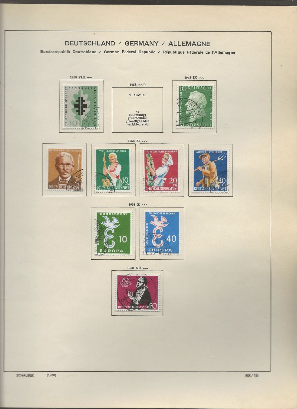 Tutti i francobolli: Marken Deutschland BRD 1955 bis 1958 – Usato da Au ZH venduto da xelagreb01 8