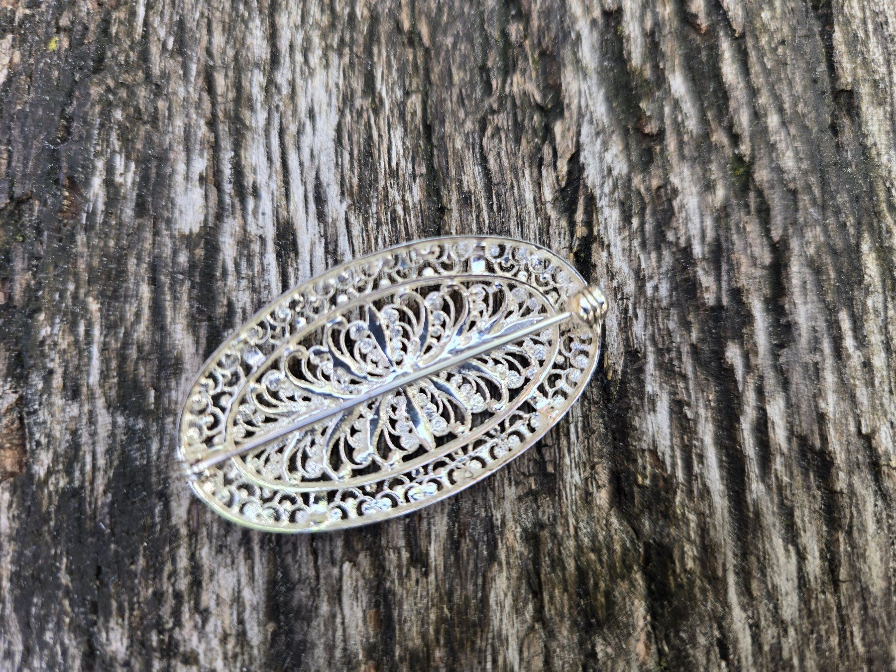 Spille & Fermagli: Accessoires: Brosche oval filigran antik Schmuck Silber – Usato da Romanshorn venduto da Rachacha 2