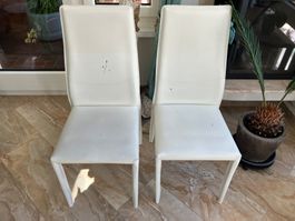 Weisse Kunstleder Stühle, 6 Stück, für Esszimmer/Küche