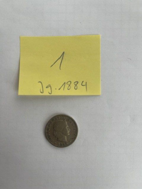 Toutes les monnaies: 20 Rappen 1884 Silber - Schweiz – D'occasion à Niederwil AG par dahu75 1