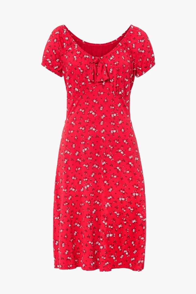 Kleider: Sommerkleid rot Blumenmuster von Bonprix – Neu (gemäss Beschreibung) aus Luzern von Fledermaus82