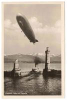 Ansichtskarte Hafen Lindau mit Zeppelin
