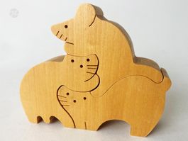 Naef Katze + Maus Holztier Puzzle Design Sabu Oguro