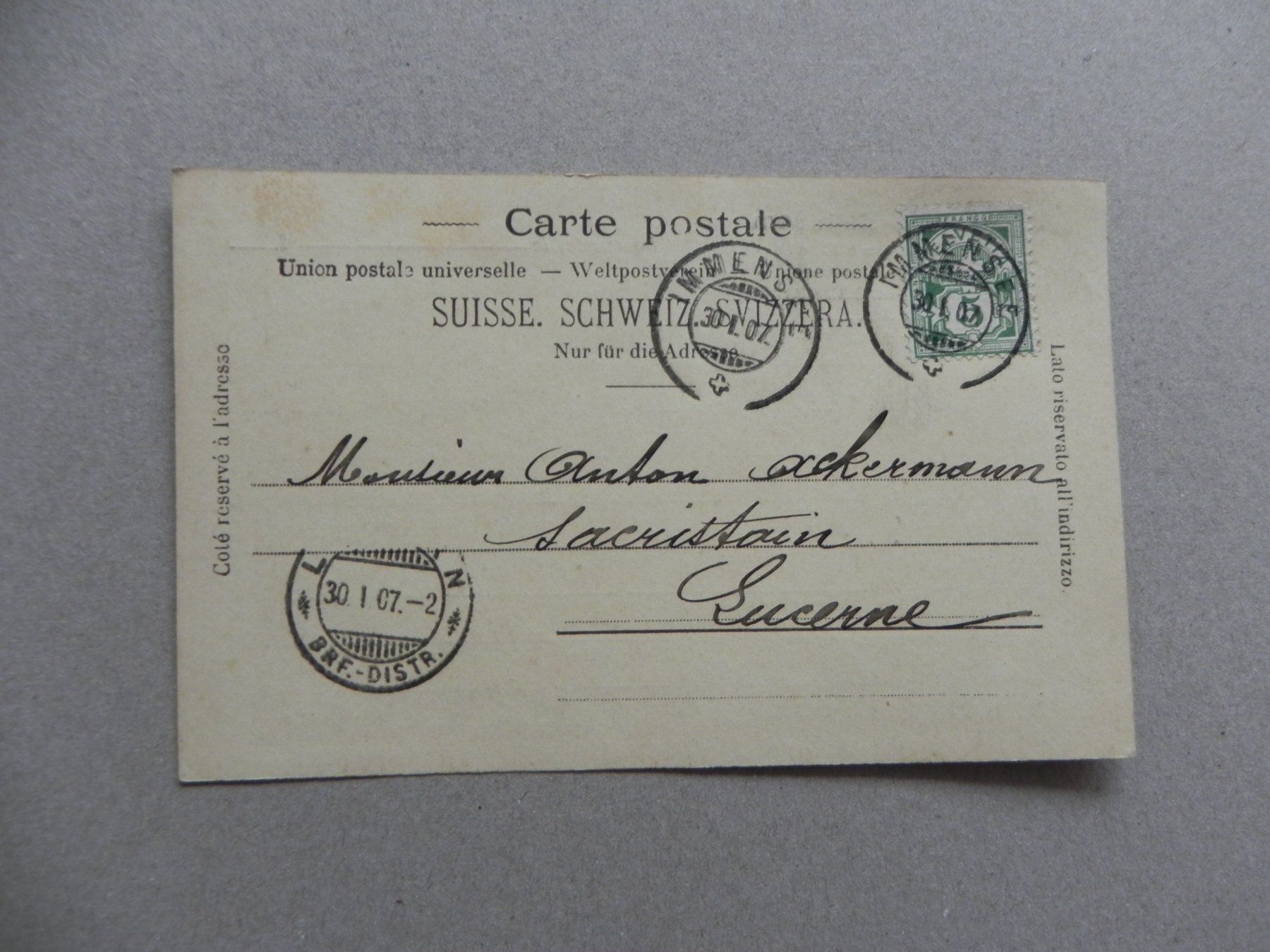 Cartoline postali: Immensee Brunnen SZ Institut 1907 – Usato da Siebnen venduto da krimsie