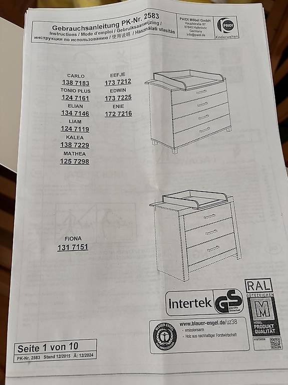 Fasciatoi & Accessori: Paidi Wickelkommode inklusive Aufsatz – Usato da Augst BL venduto da lau_wj65 4