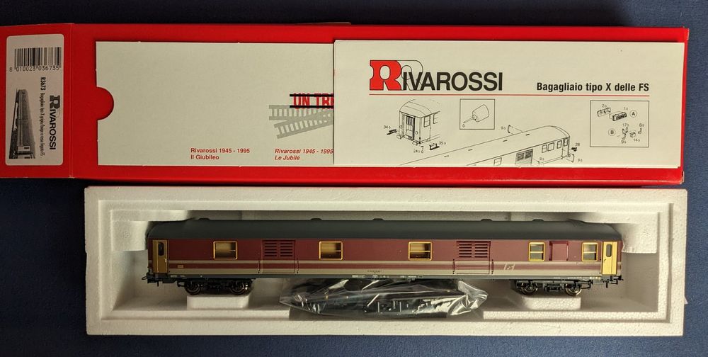 Fourgon à Bogies Rivarossi Italie 12537 - FS Duz 95025 - Échelle HO 1/87 - Occasion