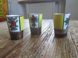 3er Set Vintage Schnapsstamperl, Limoges - Porzellan