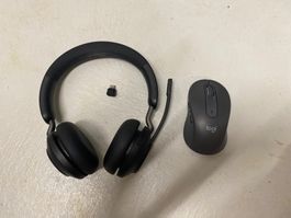 Jabra Evolve 2 65 + Logitech M650 Maus