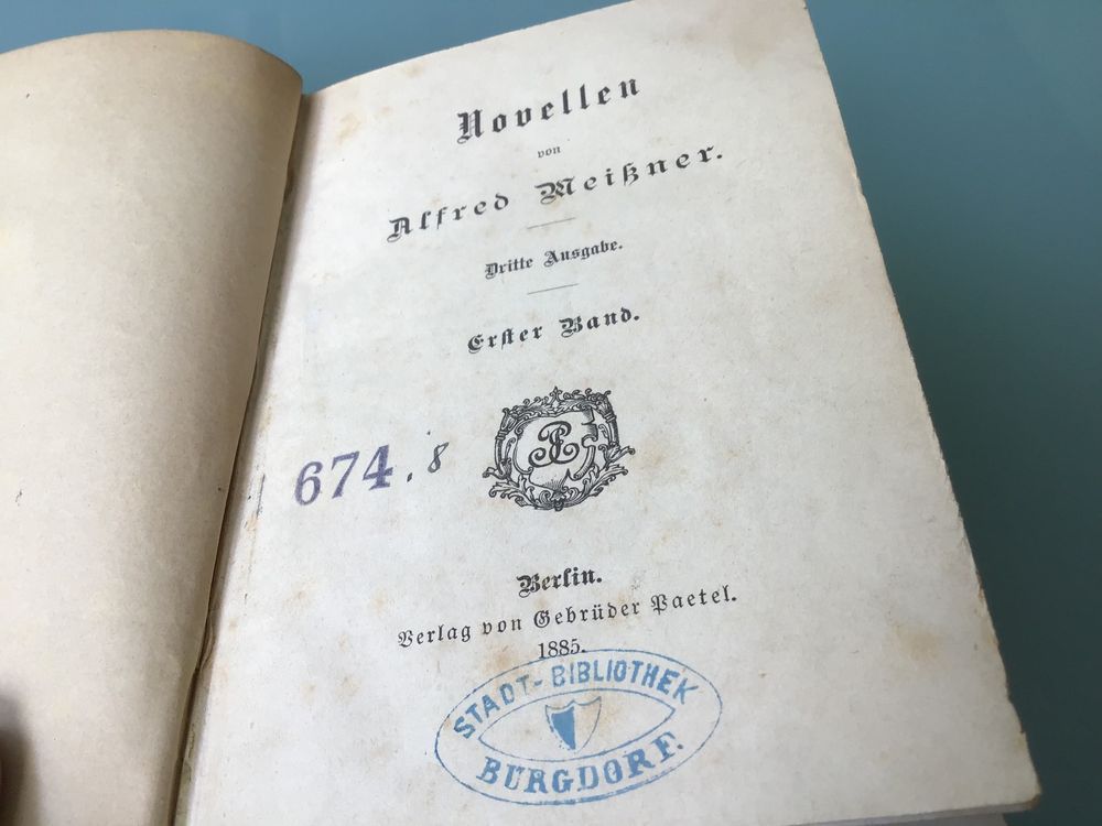 Livres: Novellen, Alfred Meissner, dritte Ausgabe Berlin 1885 – D'occasion à Aefligen par Bubu218 1