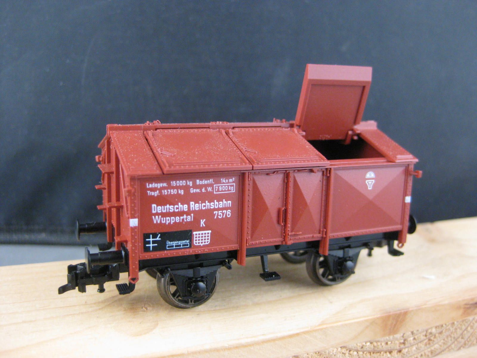 Fleischmann Modellini di ferrovie: Fleischmann 5213 DRG Klappdeckelwagen – Nuovo (secondo la descrizione) da Malters venduto da Marosko 1