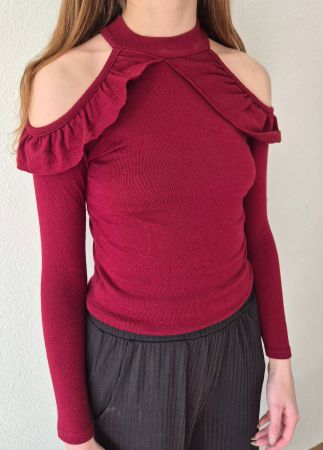 PULLOVER PULLI SNOW S 36 CUT OUTS VOLANTS,  TOP ZU JEANS