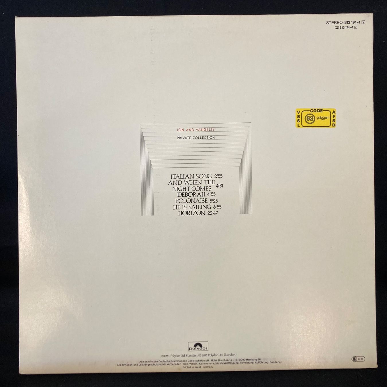Dischi in vinile: Jon and Vangelis / Private Collection – Usato da St.Gallen venduto da Out-take 1