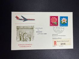 Swissair Erstflugbrief Zürich-Casablanca 1965