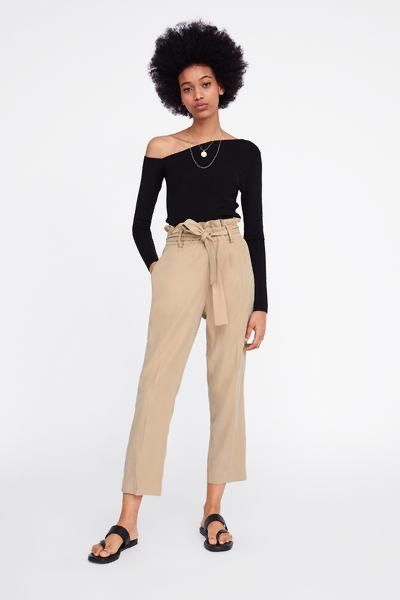 Zara Pantalons: Zara - Paperbag Hose - khaki - M – D'occasion à Zug par tami12 5