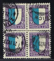 Pro Juventute 1922 4er-Block ⊞ gest. ʘ Nr. J23 Kat. 320.-
