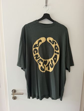 Acne Studios T-Shirt Logo Print dunkelgrün Grösse L