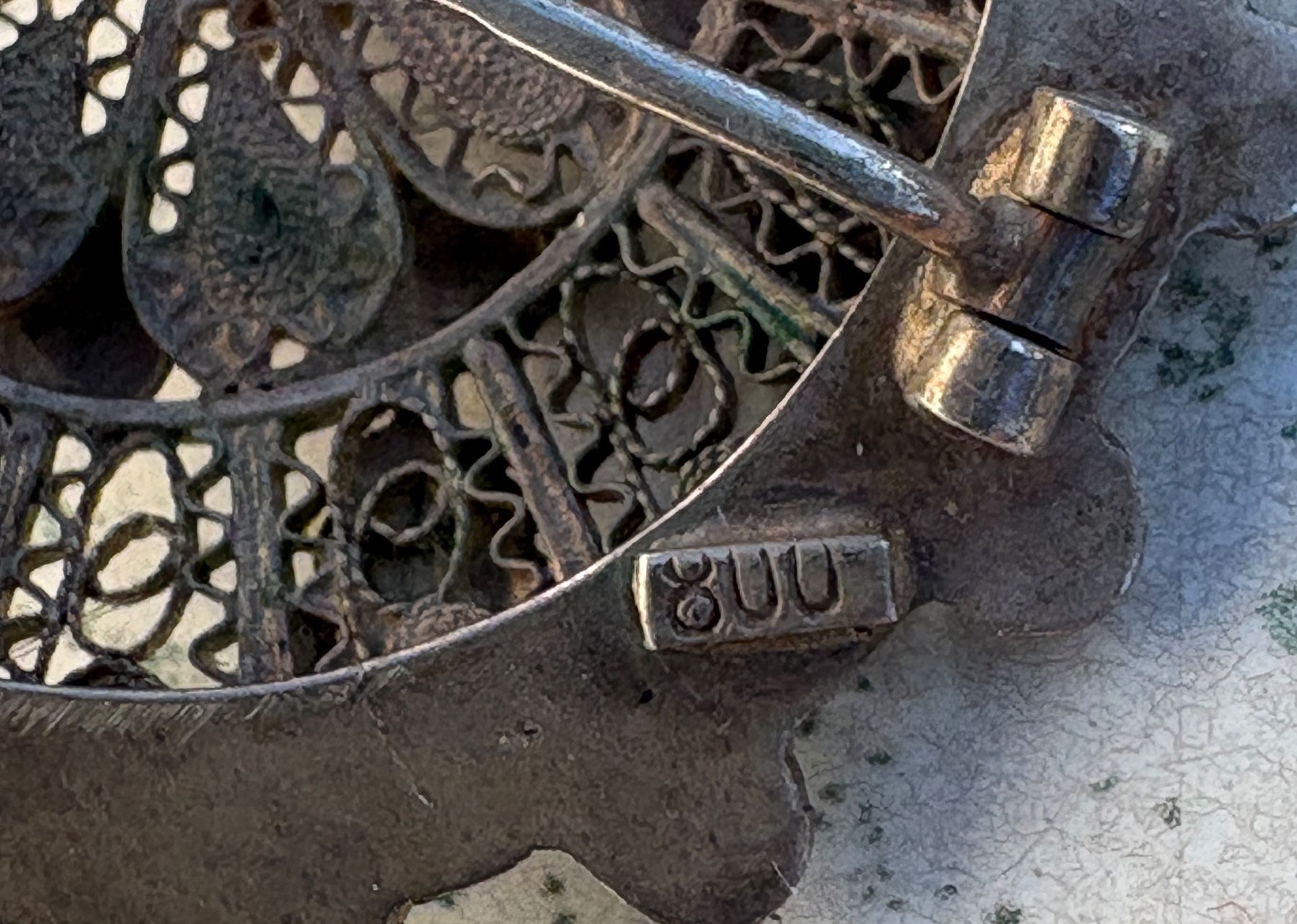 Spille & Fermagli: Trachtenbrosche Filigranarbeit Silber 800 – Usato da Bern venduto da Smintheus 2