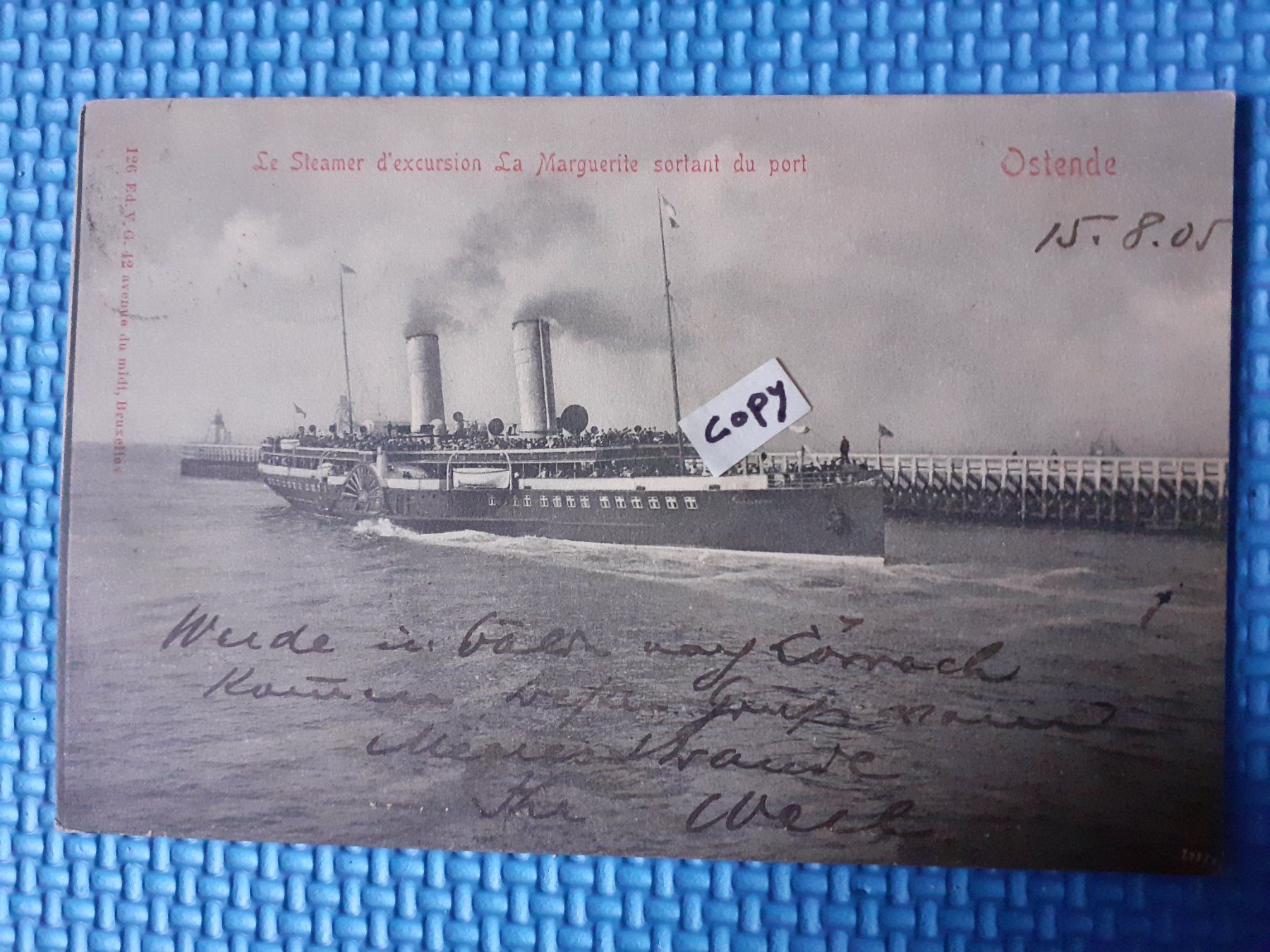 Cartes postales: AK Le Steamer D'excursion la Marquerite sortant port Ostende – D'occasion à Küssnacht am Rigi par cartolina-1