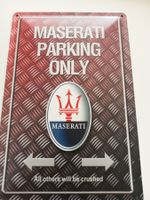 Metallic Blechschild-MASERATI-PARKING ONLY