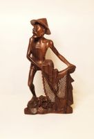 Vintage Bali Fischer Skulptur – Handgeschnitzt 1980er
