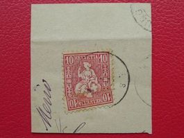 1877, "Doppelhalbierung" auf Briestück von MORGES mit Nr.38.