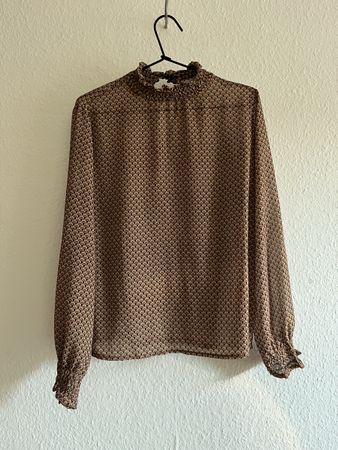 Chemisier Zebra marron imprimé taille M col volanté