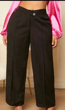 Pantalon large noir taille haute, taille 46