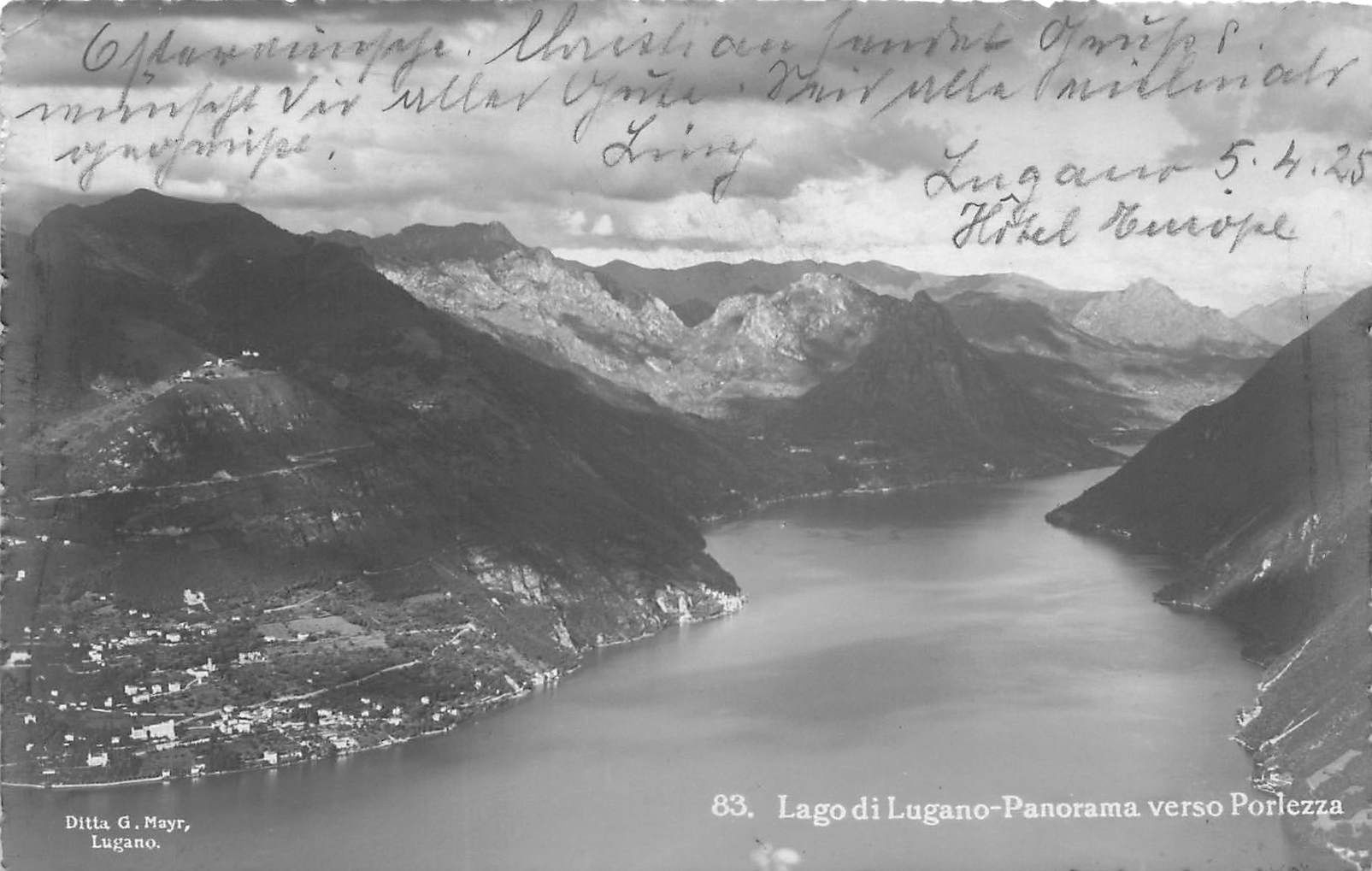 Cartoline postali: Lago Lugano verso Porlezza – Usato da Biasca venduto da Blenio71
