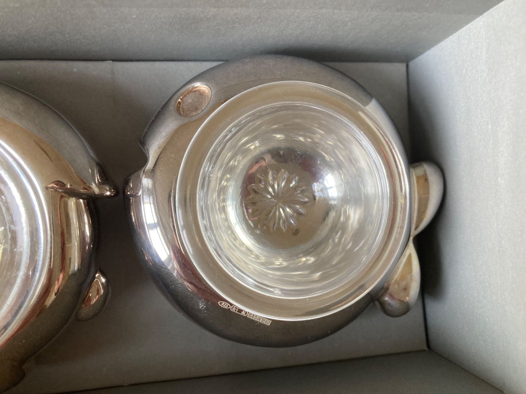 Geschirrsets: EDLE CESA SALZ/PEFFER SCHALEN, SILBER 925, HANDGEMACHT, NEU! – Neu und originalverpackt aus Zürich von einefreude 2