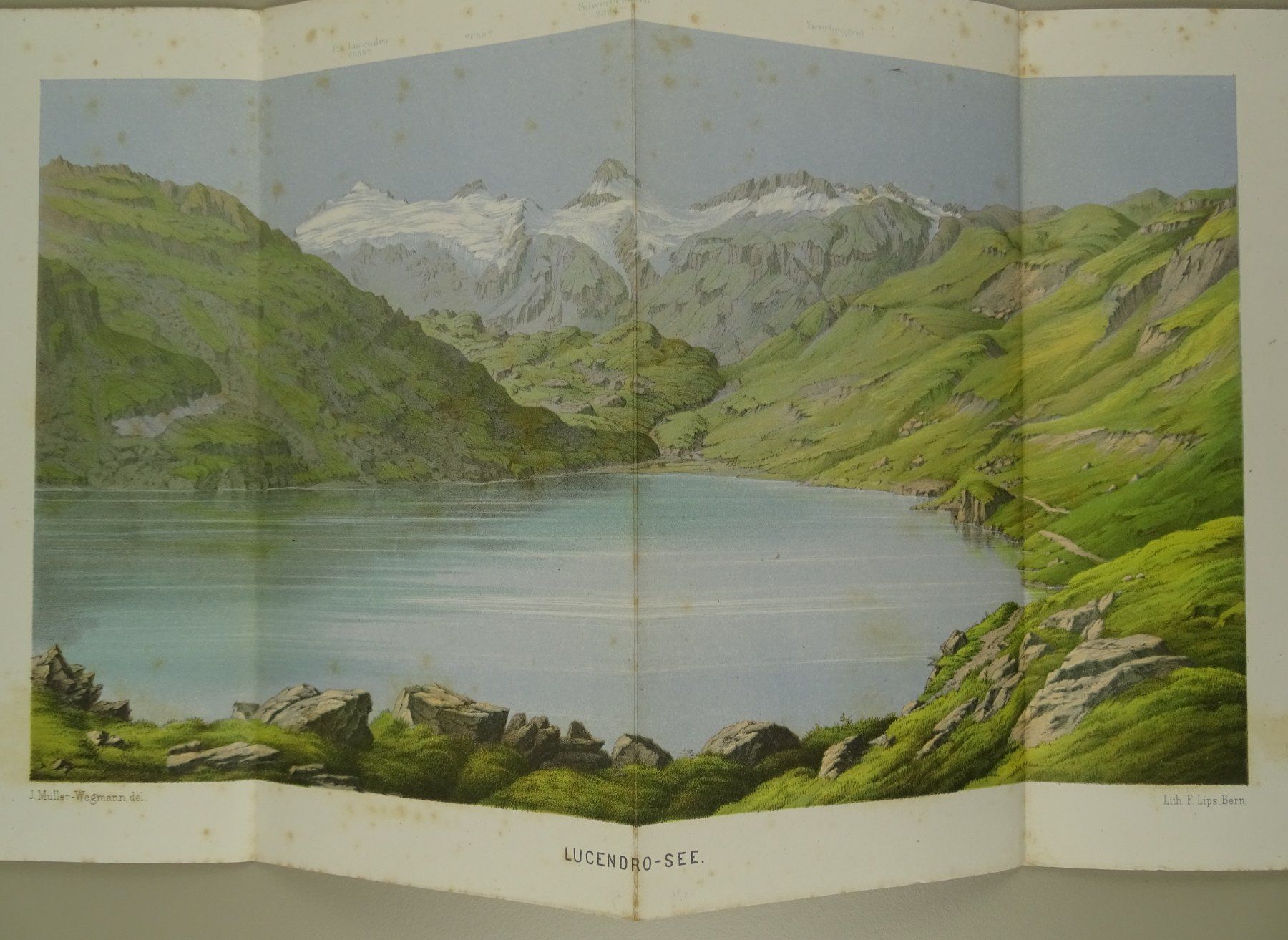 Incisioni: LUCENDRO-SEE, PANORAMA 1872 – Usato da Grüningen venduto da Kartensammler 1