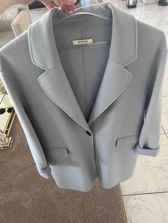 DEVERNOIS Wool Coat - Size 3 - Pale Blue - Winter Warm 56