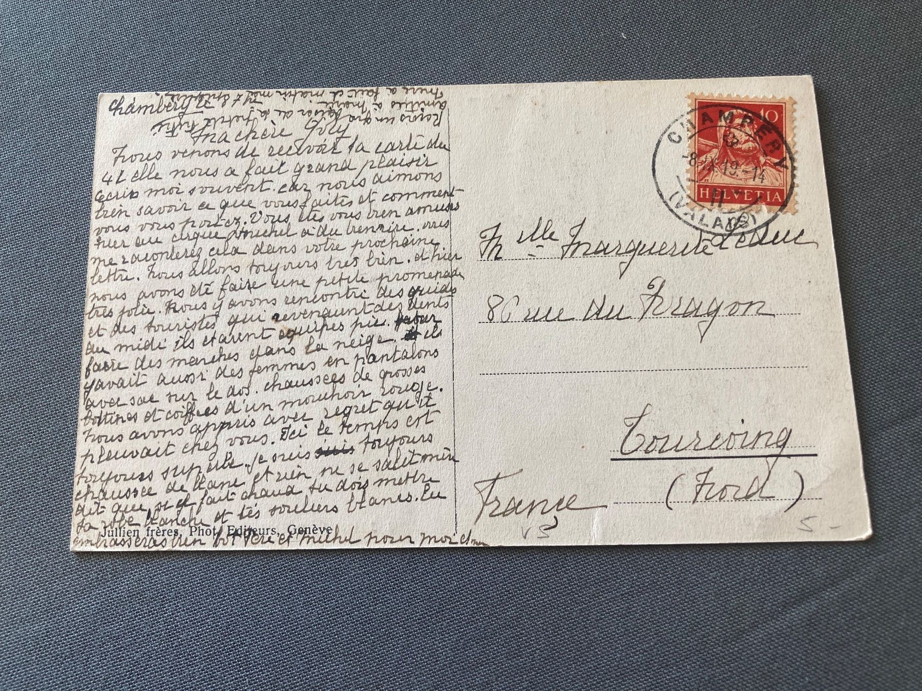 Cartoline postali: Ansichtskarte Dent du Midi Vue de Champéry mit frankierte... – Usato da Zürich venduto da mik_h9ty 1