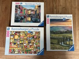 3 Puzzle im Set Ravensburger 1000 Teile Vollständig
