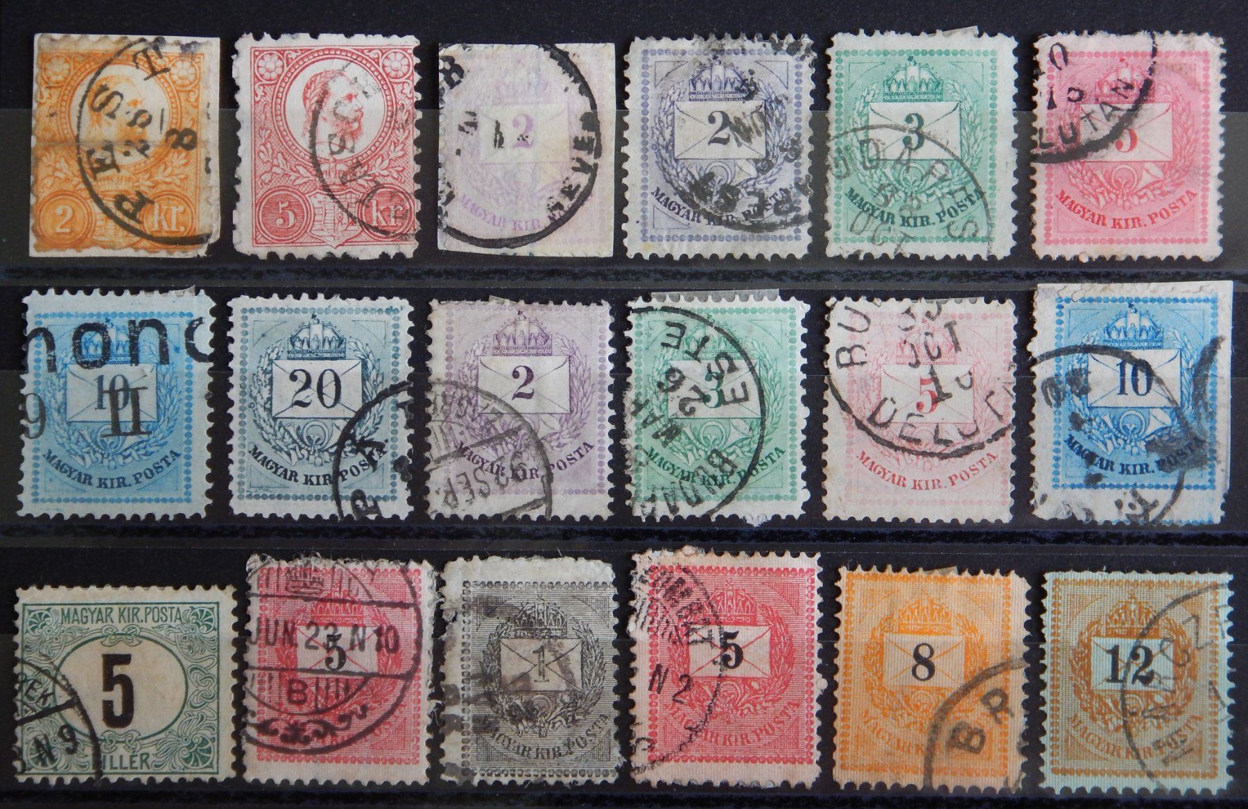 Tutti i francobolli: Ungarn ex. Kat. 8-47 gest. 1871/98 – Usato da Zürich venduto da Muehlekauf