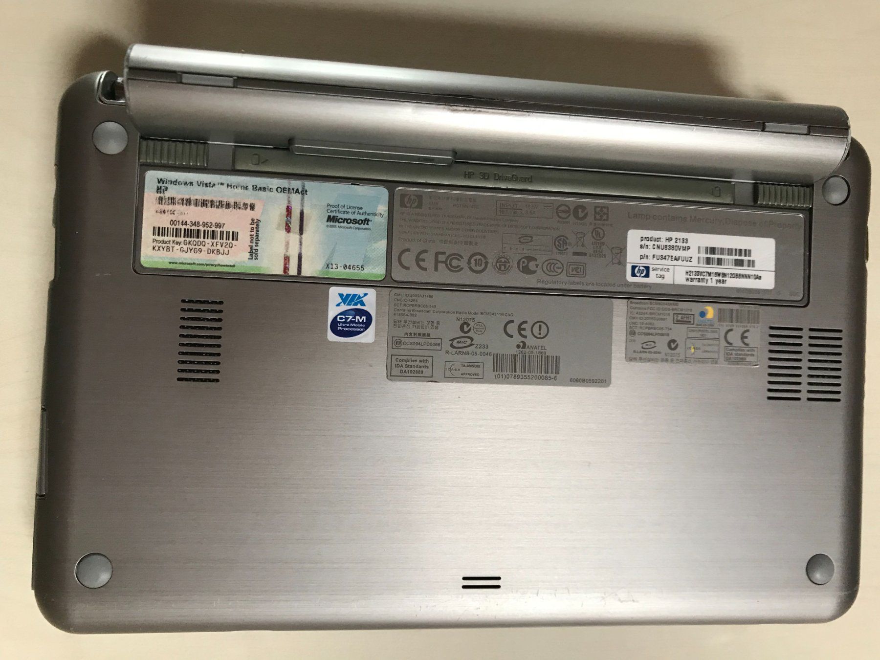 Hewlett Packard Notebooks: HP 2133 Mini Note / Perocesseur : C7 M 1.60 GHZ – Gebraucht aus Prez-vers-Noréaz von bernard51 4