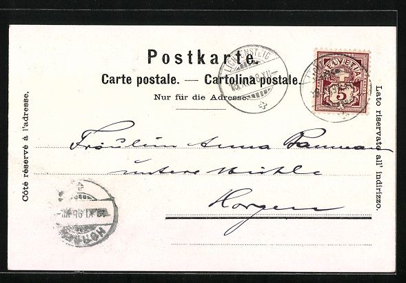 Cartoline postali: Lichtensteig, Ortsansicht mit Berg aus d – Usato da Berlin venduto da bartko-reher 1