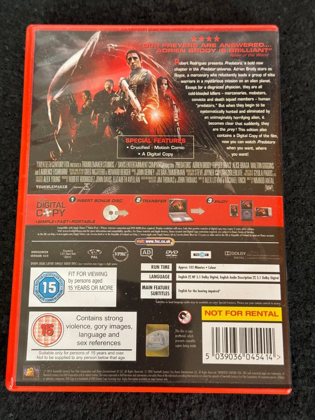 Tutti i DVDs: PERDATORS Robert Rodriguez DVD EN – Usato da Fribourg venduto da tschjoly 1