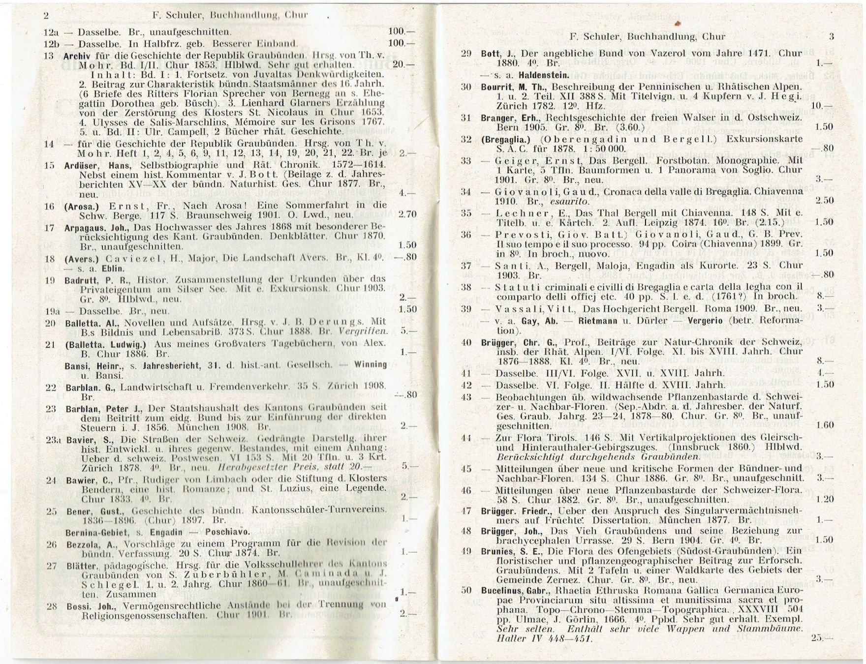 Libri: F. Schuler Chur, Katalog Raetica, 1913 – Usato da Flims - Dorf venduto da Stagediver 2